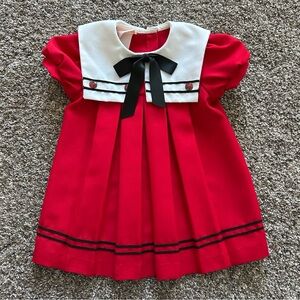 Vintage Little Precious toddler girls 24 months red dress Christmas Easter